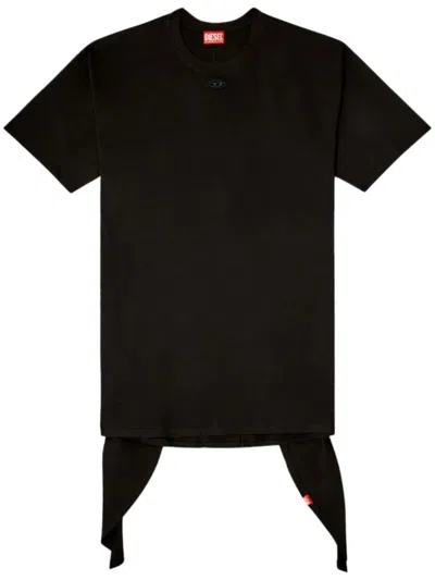 DIESEL RELAXED BLACK MINI DRESS WITH UNIQUE TIES