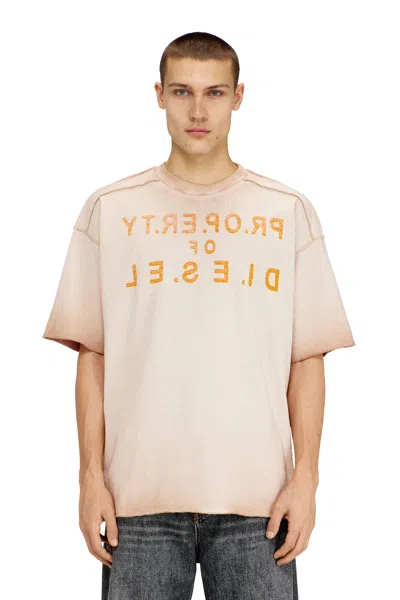 Diesel Relaxed Cotton T-shirt With Front And Back Print In Neutral