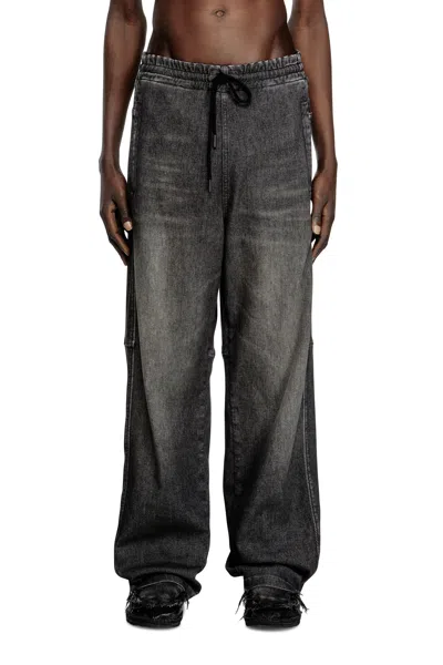 Diesel Relaxed D-martyans Track Denim In Black