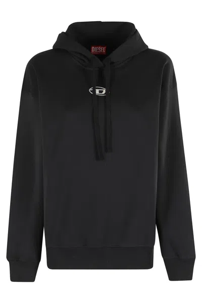 DIESEL RELAXED-FIT BLACK HOODIE WITH DRAWSTRING HOOD