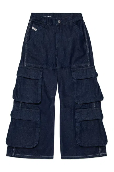 Diesel Kids' Relaxed Fit Cargo Jeans In Blue