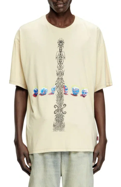 Diesel ® Relaxed Fit Cotton Graphic T-shirt In Gravel Grey