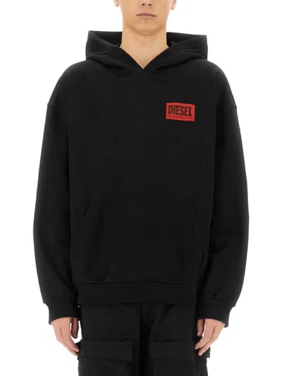Diesel Relaxed-fit Cotton Hoodie In Black