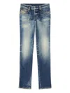 Diesel Relaxed Fit Faded Blue Jeans With Vintage Distressing In Blue