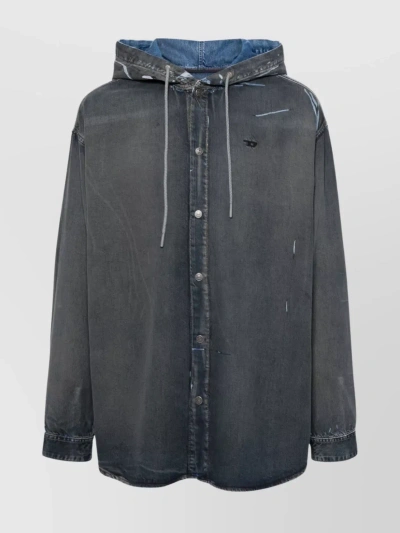 DIESEL RELAXED FIT HYBRID HOODED SHIRT