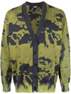 Diesel Relaxed Fit V-neck Cardigan With Unique Pattern In Green