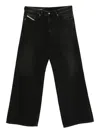 Diesel Relaxed Fit Wide Leg Denim Jeans In Black