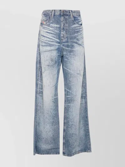 Diesel Relaxed Fit Wide Leg Trousers With Pockets In Blue