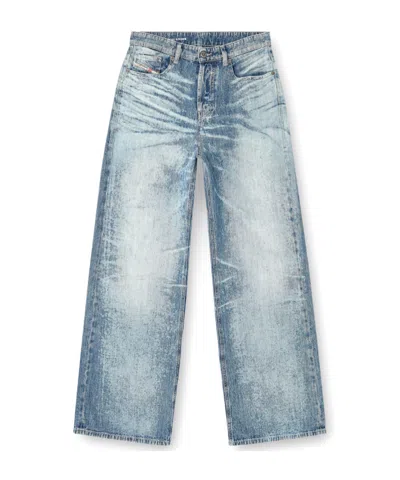 DIESEL DIESEL LOGO PATCH WIDE LEG JEANS