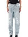 Diesel Light-wash Denim Pants With Distressed Details In Blue