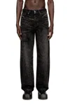 Diesel Relaxed Fit Wide Leg Trousers With Pockets In Black
