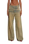 Diesel Straight-leg Jeans In Faded Beige Cotton In Blue