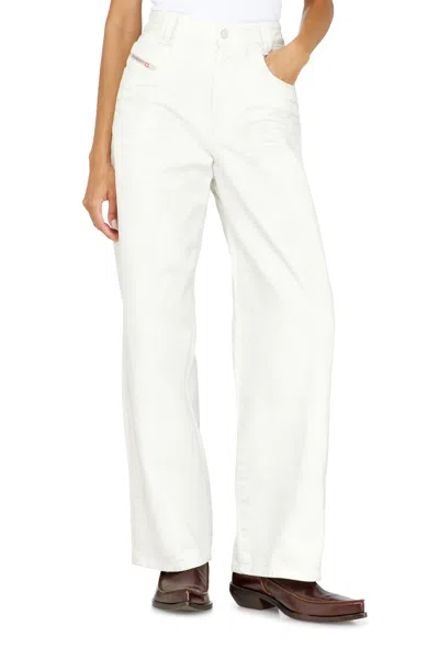Diesel Relaxed Jeans High Waist 1982 D-hakou, White, Button Fly