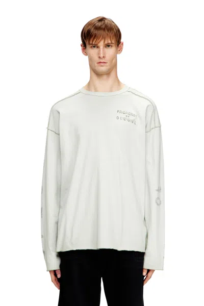Diesel Relaxed Long-sleeve T-shirt With Printed Sleeves In Gray