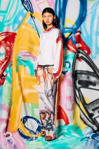 Diesel Relaxed Pant With Graffiti Print In Grey