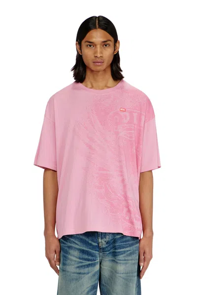 Diesel Relaxed T-shirt With Pigment Prints In Multi