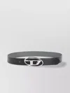 Diesel Reversible Logo Belt Adjustable Fit Metal Buckle In Black