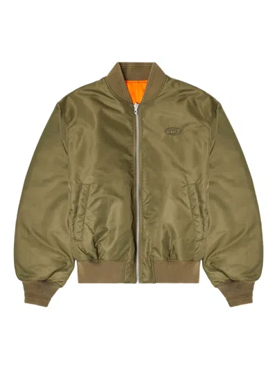 Diesel Reversible Nylon Bomber Jacket, Regular Fit In Verde