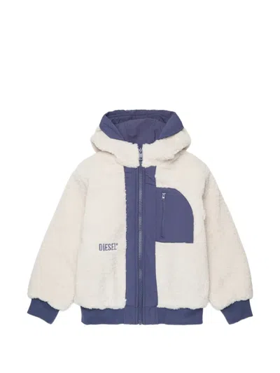 Diesel Kids' Reversible Teddy Hooded Jacket In Multi