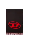 Diesel Reversible Two Tone Wool Scarf In Black