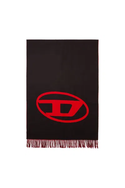 Diesel Reversible Two Tone Wool Scarf In Black