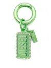 Diesel Rhinestone Charm Keyring In Green