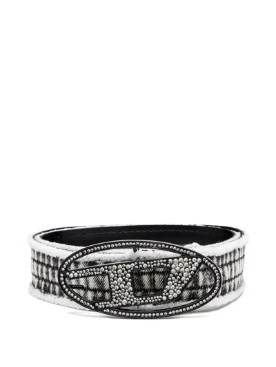 Diesel Rhinestone-embellished Belt In Black