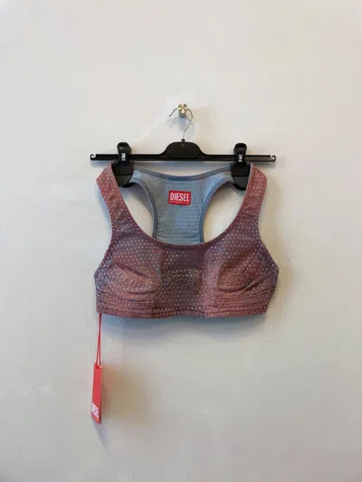 Diesel Rhinestone-embellished Cropped Denim Top In Red
