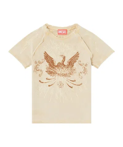 Diesel Rhinestone-embellished Raglan-sleeve T-shirt In Neutral
