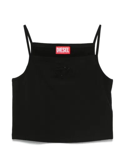 Diesel Kids' Rhinestone-logo Tank Top In Black