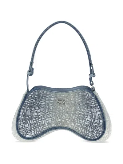 Diesel Rhinestone Shoulder Bag In Blue