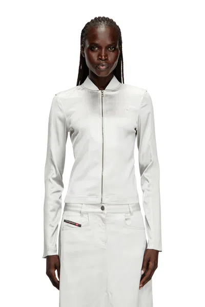 Diesel Rib-knit And Stretch Satin Jacket In Grey