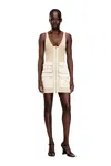 Diesel Rib-knit Short Dress With Cargo Pockets In Neutral