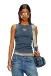 Diesel M-anchor-a-sl Ribbed Cotton Tank Top In Blue