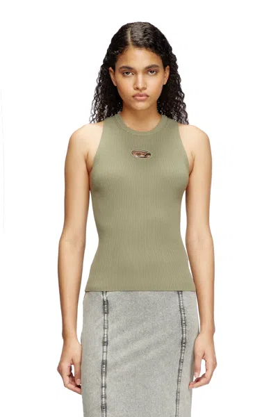 DIESEL RIB-KNIT TOP WITH SMALL LOGO PLAQUE