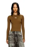 Diesel Rib-knit Viscose-blend Top With Oval D In Brown