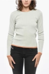 Diesel Ribbed Cotton Blend Ariannenew Crew Neck Sweater In Gray