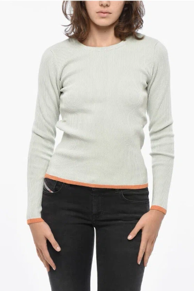 Diesel Ribbed Cotton Blend Ariannenew Crew Neck Sweater In Gray