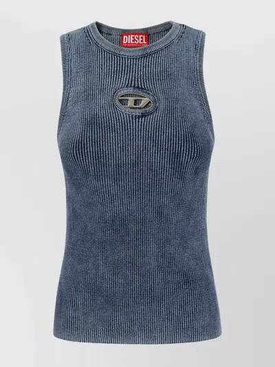 DIESEL RIBBED COTTON BLEND CREW NECK TOP