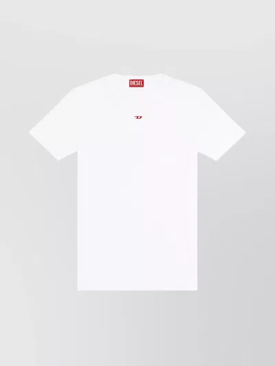 Diesel Ribbed Cotton Crew Neck T-shirt L In White