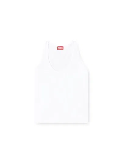 Diesel Ribbed Cotton Tank Top In Gold