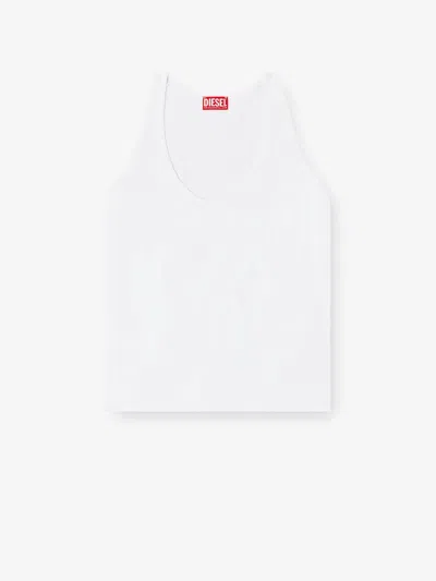 Diesel Ribbed Cotton Tank Top In White