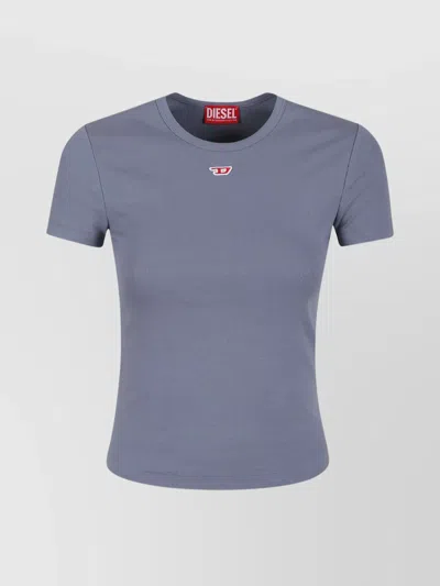 Diesel Ribbed Crew Neck Short Sleeve Tops In Black