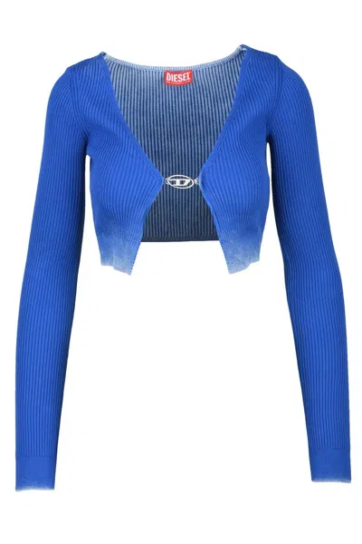 Diesel Ribbed Cropped Cardigan - Blue
