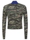 Diesel Ribbed Cropped Jacket With Camouflage Patterns In Gray