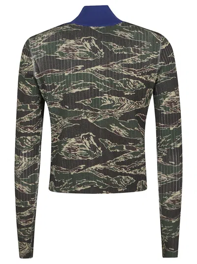 DIESEL RIBBED CROPPED JACKET WITH CAMOUFLAGE PATTERNS