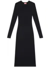 Diesel Cut Out-detail Ribbed Midi Dress In Black