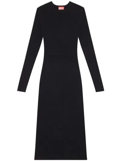 DIESEL DIESEL RIBBED CUT-OUT DRESS WITH LONG SLEEVES AND SILHOUETTE
