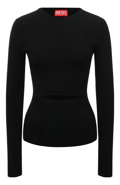 DIESEL DIESEL RIBBED CUT-OUT SWEATER WITH WOOL BLEND AND ICONIC DESIGN