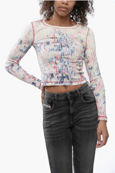 Diesel Ribbed Fabric Top With Abrastract Pattern In Multi